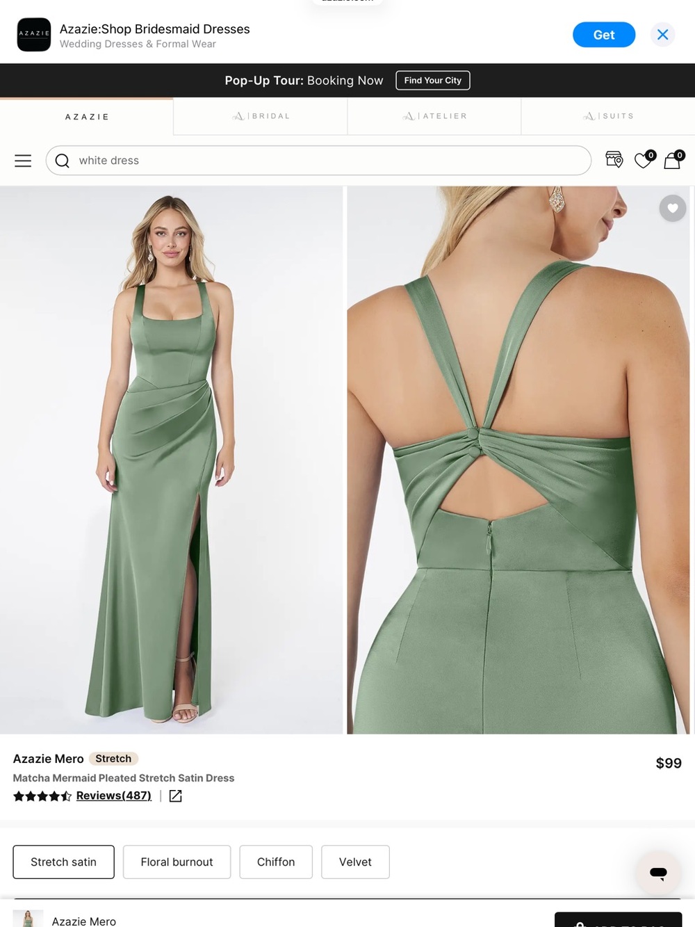 Azazie Mero Matcha Gown - Picture 1 of 8